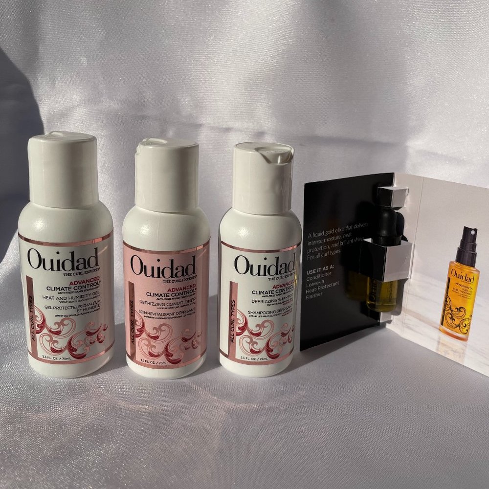 OUIDAD Haircare Set-Shampoo,Conditioner,Heat,Humidity Gel & Mongongo Oil-4pc-NEW
